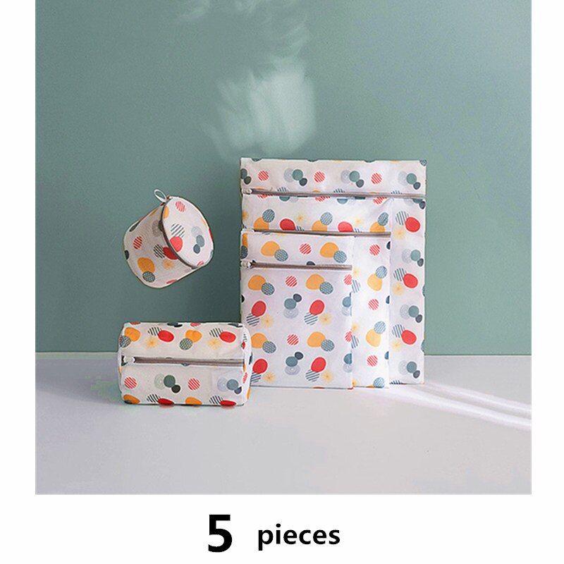 1 Set Mesh Wasmachine Waszak Met Meerdere Stijl Voor Wahing Kleding Opvouwbare Ondergoed Bra Sokken Wasgoed Wassen Tassen kit: Color wave point set