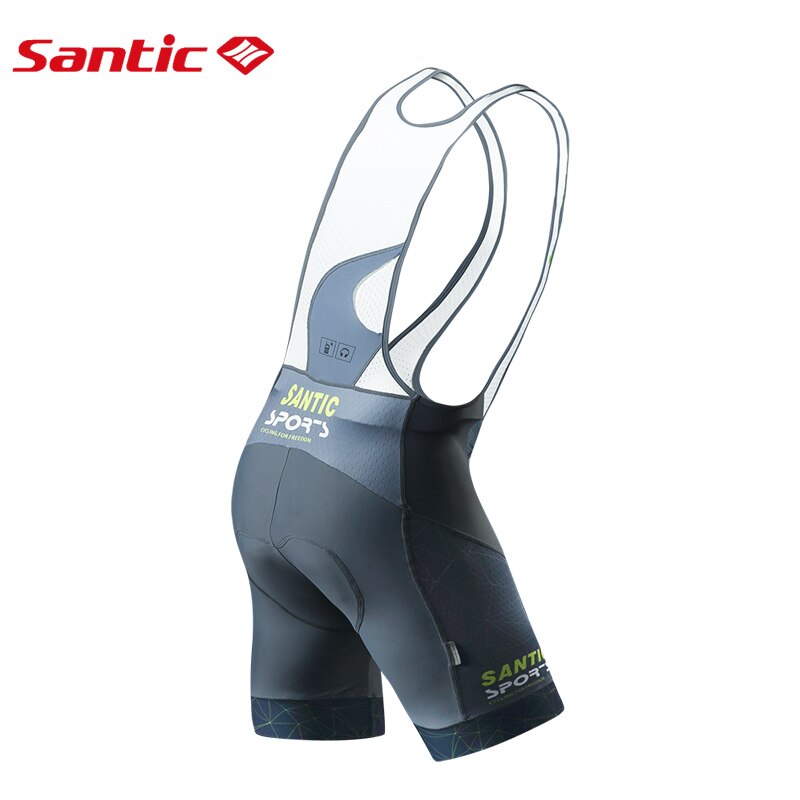 Santic heren fietsbroek met vulling, triatlon pro fit, italiaanse 4d- pad racefiets, mtb fietsbroek met bretels, achterzak