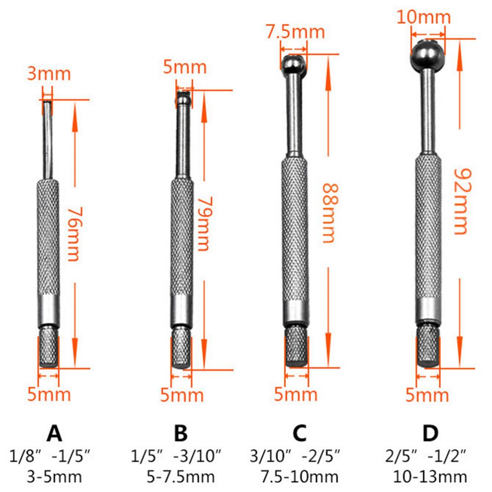 4pcs 3-13mm Full Ball Small Hole Gage Range Telescoping Bore Gauge Inner Diameter Gauge Telescopic Gauge Measuring Gauge