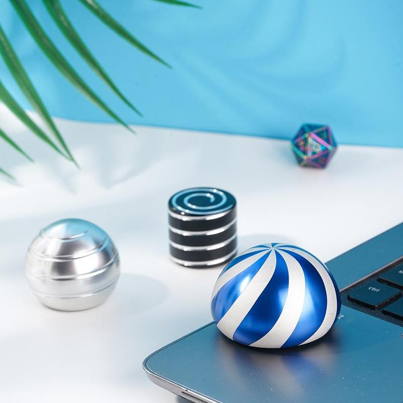 Desktop Decompression Toys Rotating Spherical Gyroscope Silver Desk Blue Office Toy Top Toys Black Fidget Spinning Decompre F9B0