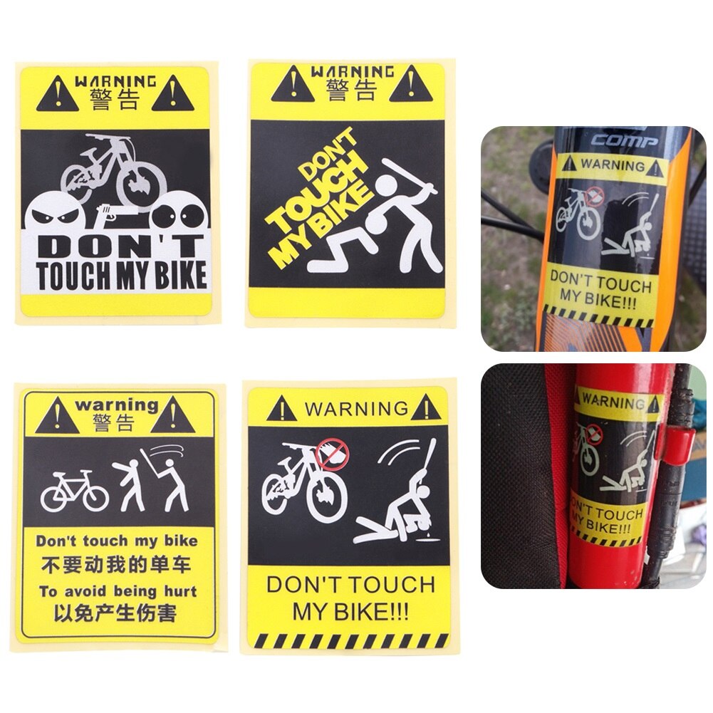 Bike Stickers PVC Coating Waterproof Reflective Bumper Sticker The Sign Of Don't Touch My Bike Funny Bike Accessories