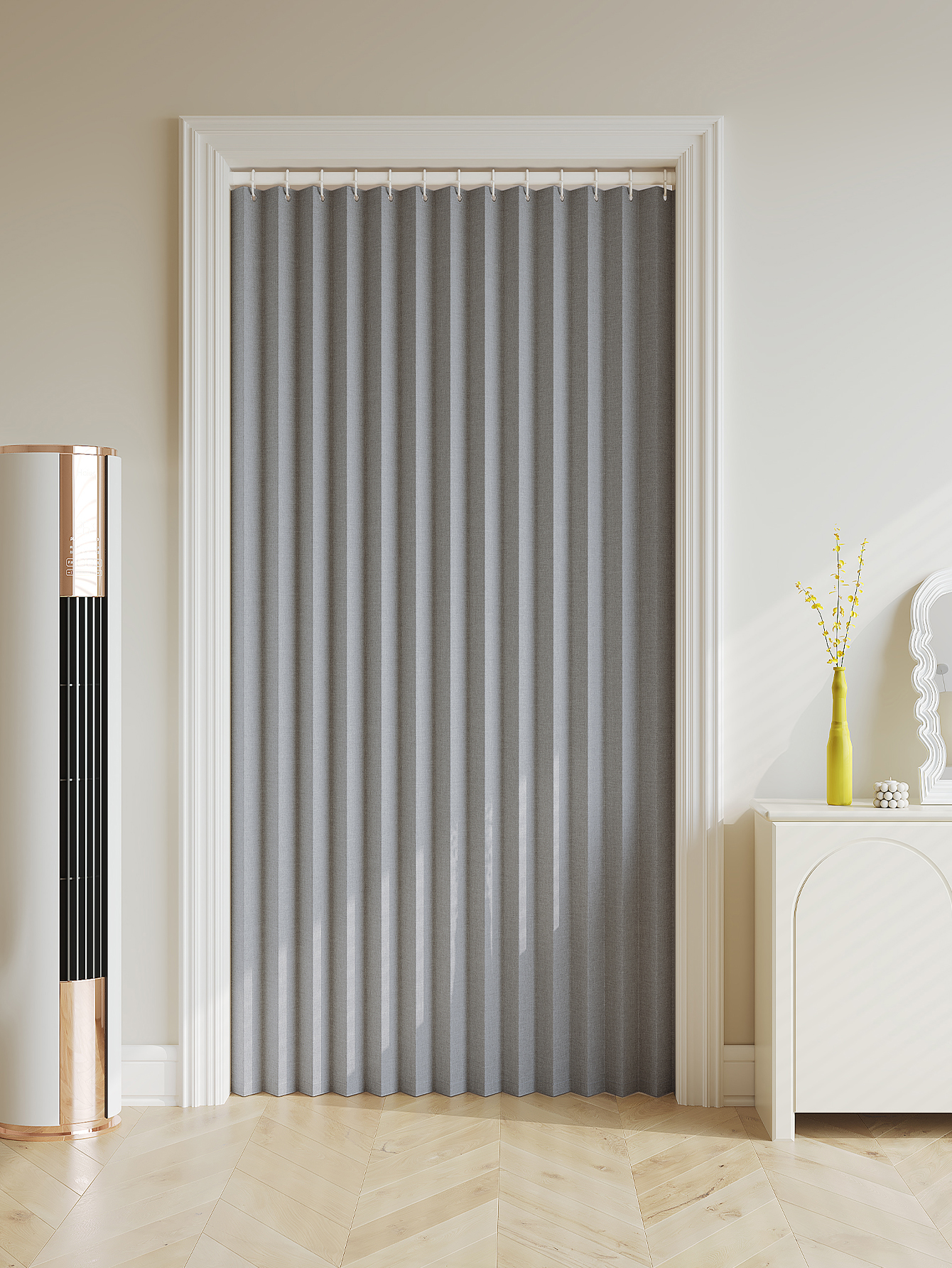 1PC folding curtain series door curtains are suitable for door partitions, wardrobes, shoe cabinets, etc: 7*2.6 / GRAY