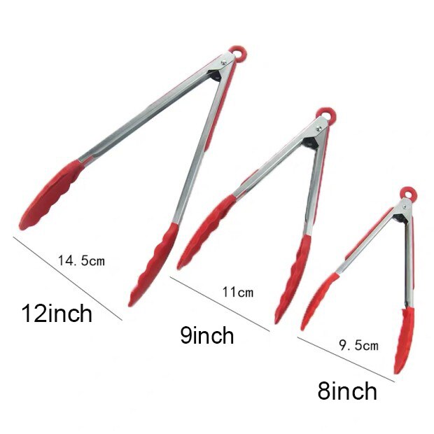Silicone Food Tong Stainless Steel Kitchen Tongs Silicone Non-Slip Cooking Clip Clamp BBQ Salad Tools Kitchen Accessories