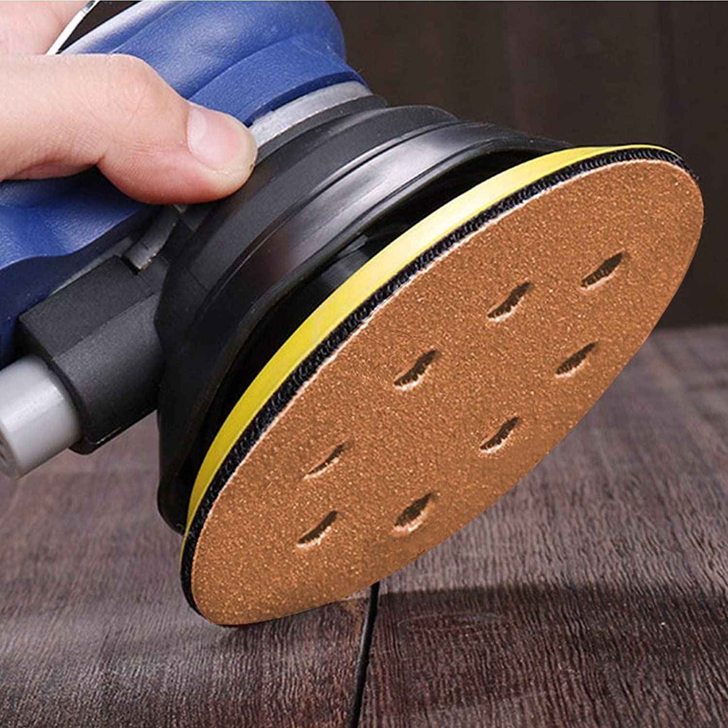 5inch 125mm 8-Hole Sanding Sheet Gold Sanding Discs Hook loop for DA Sander Dry Sand Paper for Woodworking or Automotive