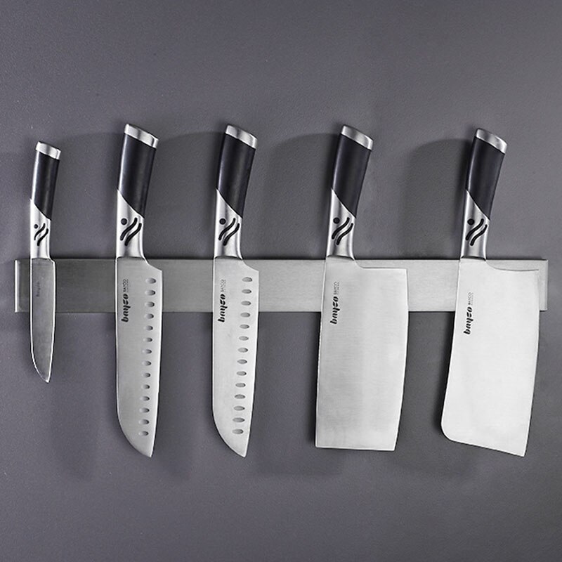Accesorios de cocina, porta cuchillos de cocina magnéticos negros, organizador de herramientas magnético montado en la pared, soporte para cepillo, estante para herramientas de níquel: Brush Nickel / 300mm