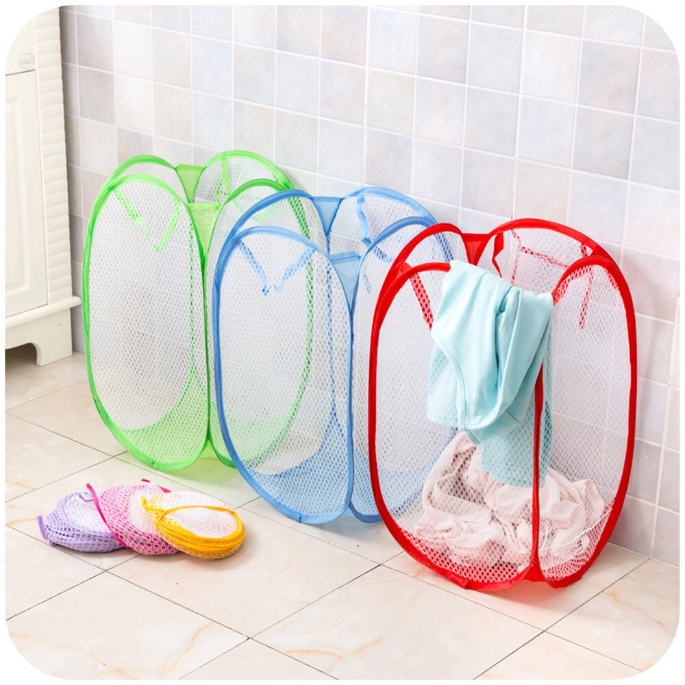 Laundry Bag Mesh Washing Foldable Laundry Basket Bag Bin Hamper Home Bathroom Storage Organizer Fold-able Cloth Washing Bag #25