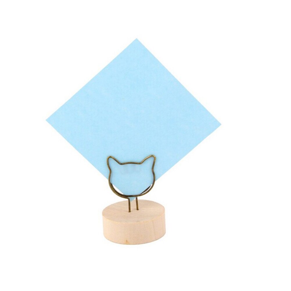 Trebase memo fotoholder kort papir notatklips bryllup stedsnavn kortholder katt form