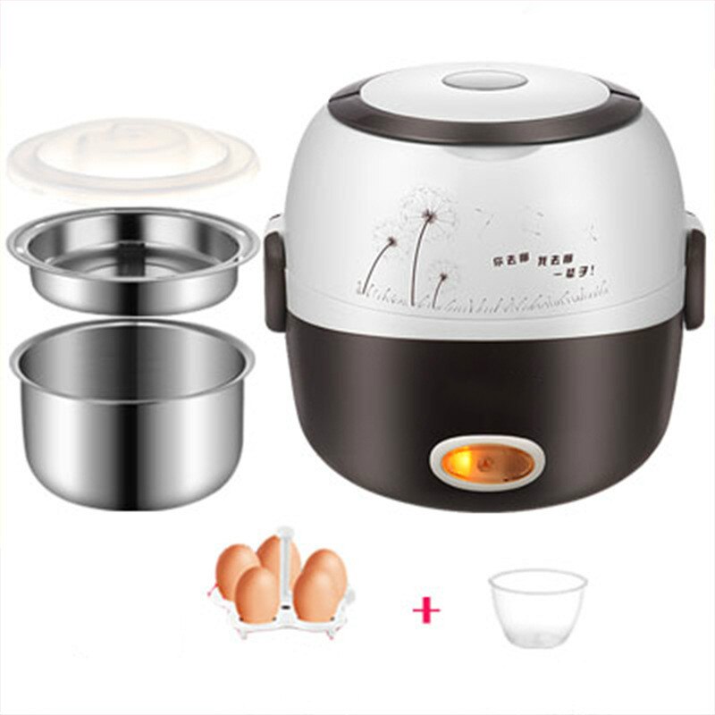 Fiambrera eléctrica multifuncional de doble capa, recipiente para conservar el calor, para arroz, pequeña de acero inoxidable con fiambrera: Coffee