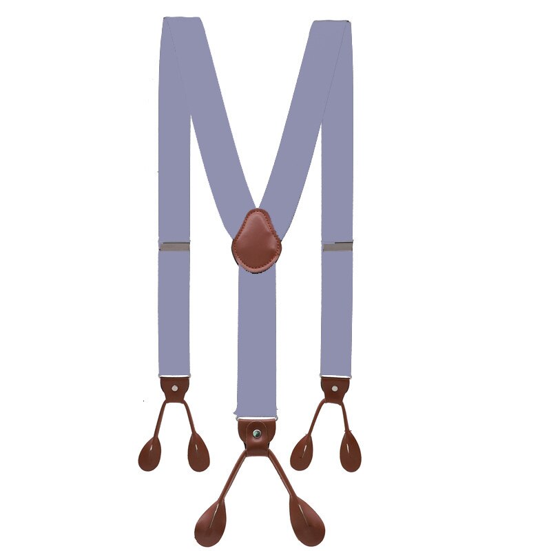 Unisex vintage seler herre seler justerbar 6 -knaps seler elastisk y-form strop bukser brun læder pu: 03