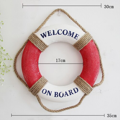Welcome Wall ornament Life Buoy Foam Aboard Nautical Life Lifebuoy Ring Boat Wall Hanging Mediterranean Style Home Decor: 35cm D