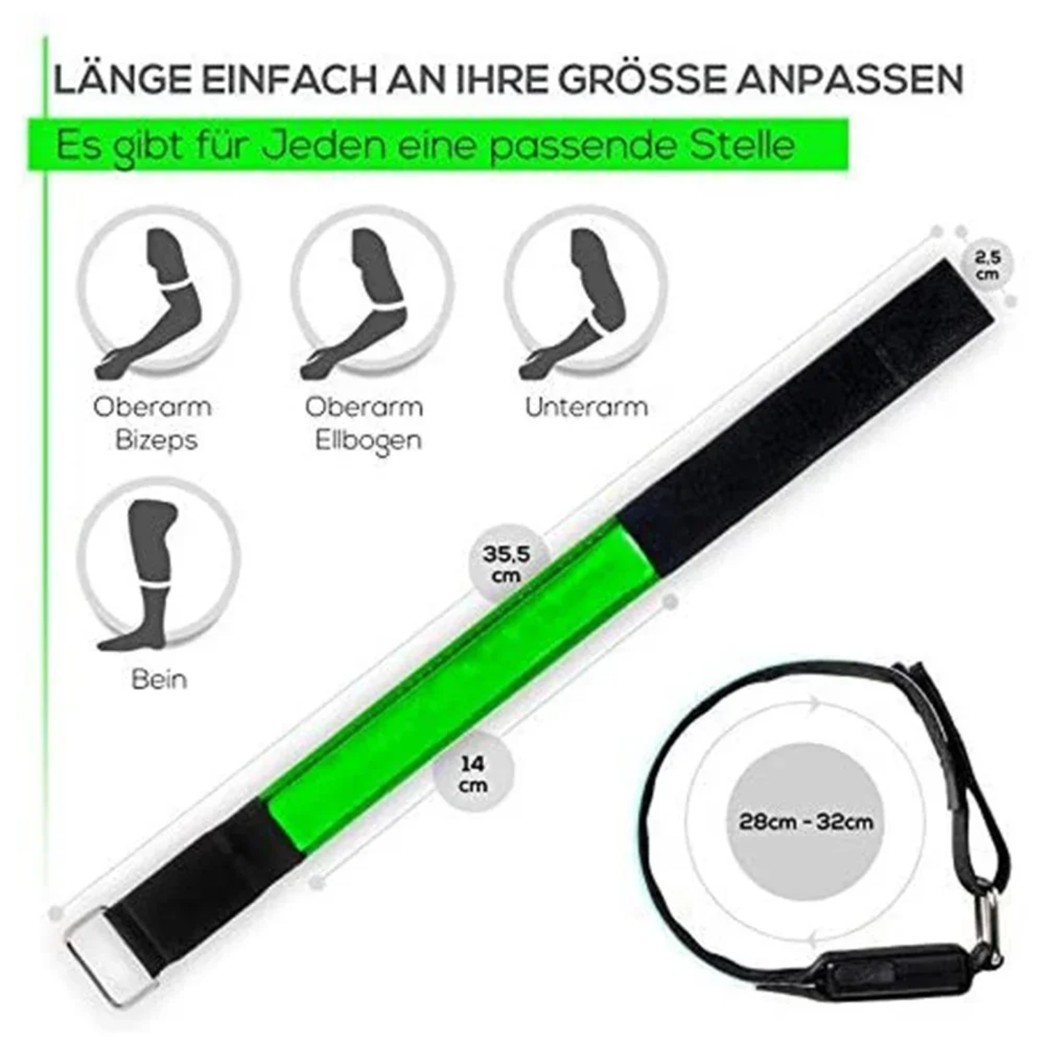 Brazalete luminoso para correr de noche con carga USB, pulsera para deportes al aire libre, cinturón de seguridad reflectante para ciclismo, pulsera brillante para bicicleta