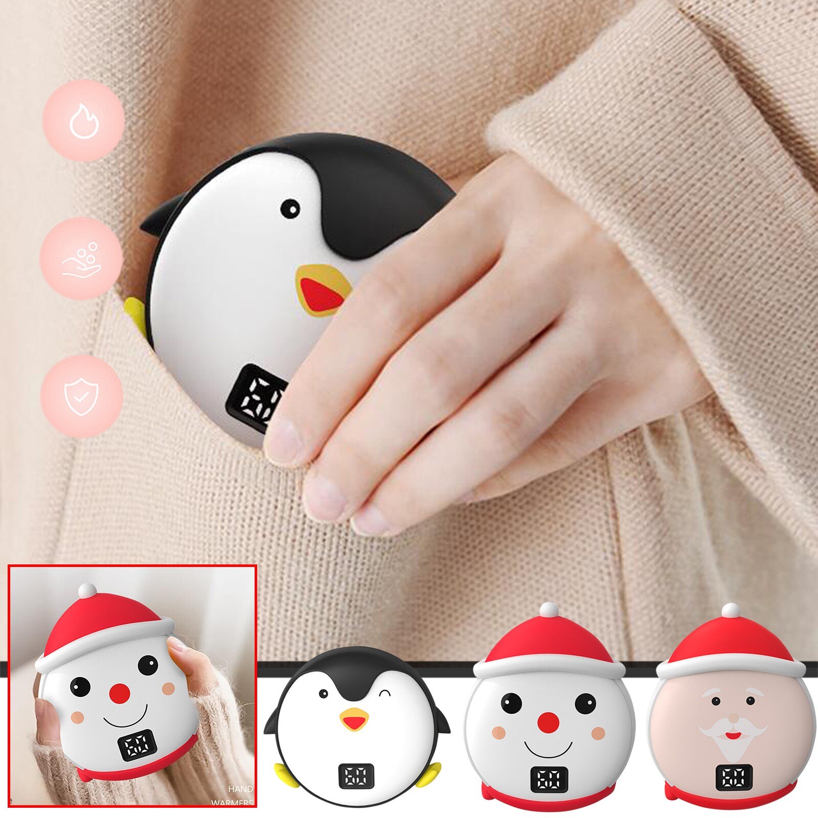Chauffe-mains électrique pingouin, 10000 Mah, deux-en-un, chauffage des mains, Rechargeable par Usb