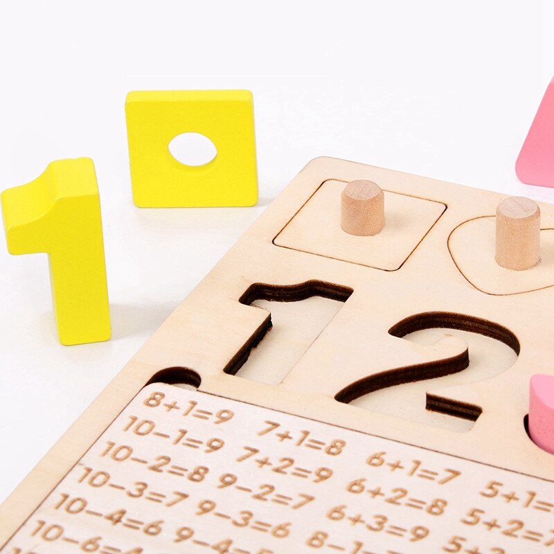 Wooden Toys Preschool Learn To Count Geometric Shape Cognition Matching Baby Early Education Teaching Aids Math Toy