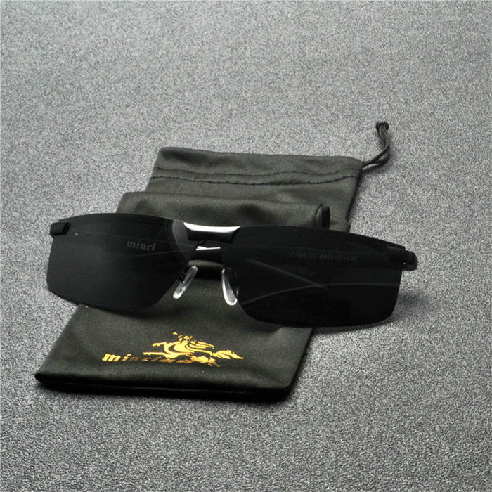MINCL Brand Vintage Yellow Sunglasses Polarized Men Driving Sun Glasses Male Square Frame Night Vision Sunglasses UV400 NX: black