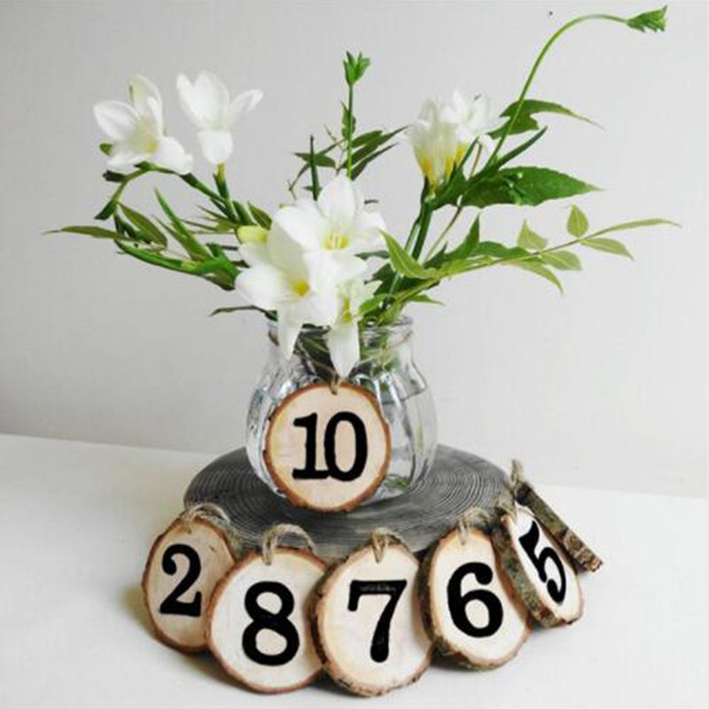 1-10 numre træhængende bordkort pladsholder bord nummer figur kort digital sæde dekoration bryllupsfest forsyninger
