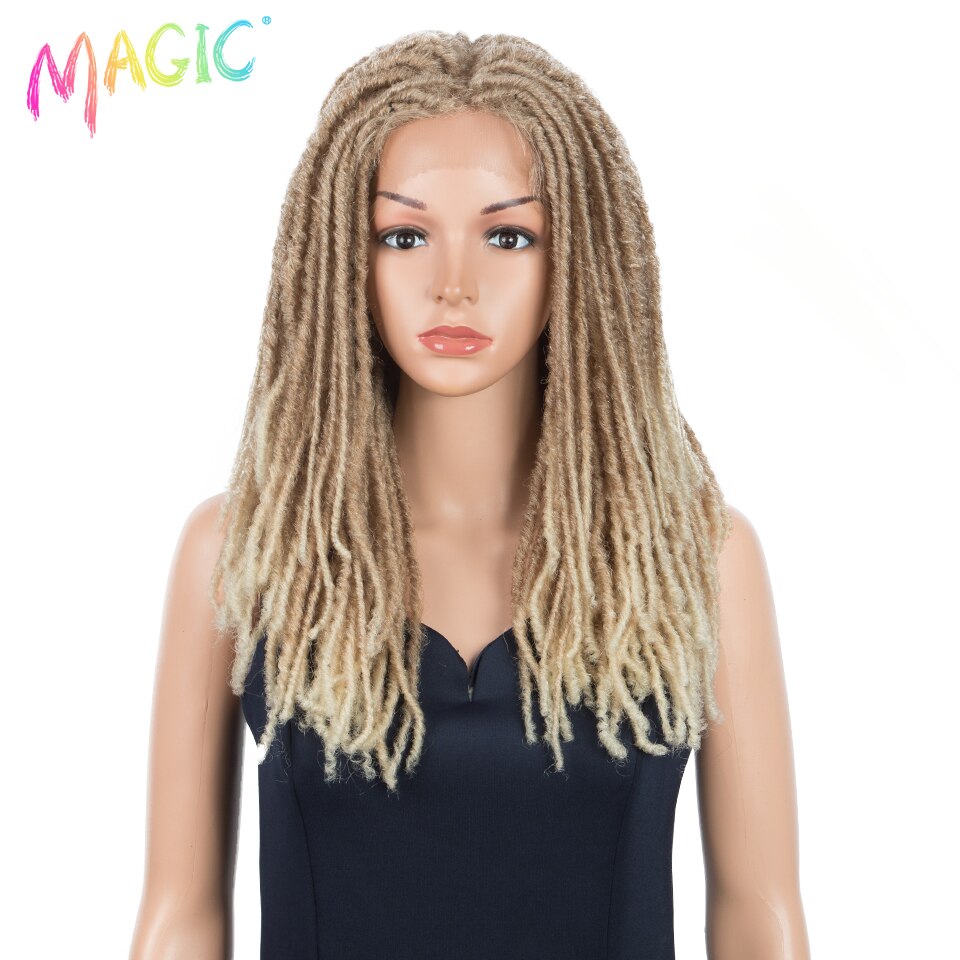 Magic 22inches Crochet Wig Braids Twist Synthetic Lace Wig African Braided Hair Faux Locs Crochet Wig Heat Resistant: T27-613F-613