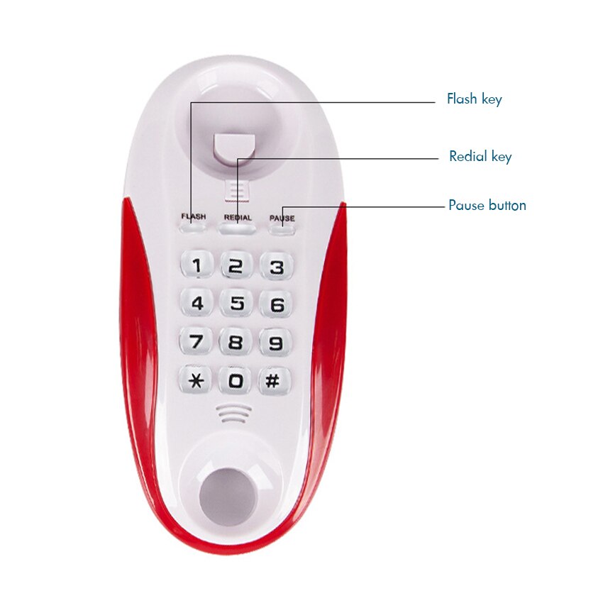 Simple Trimline Corded Phone Wall-Mounted Desk Telephone Landline with Pause/Redial/Flash for Office Company Hotel Home