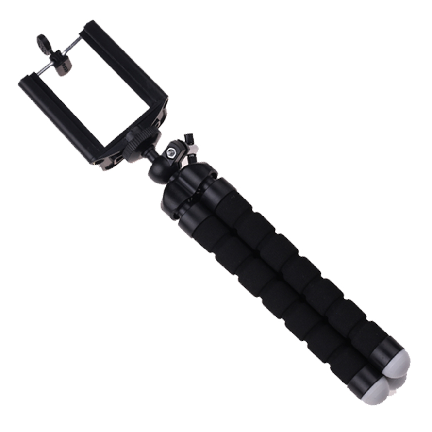 titular del teléfono del coche trípode pulpo flexible soporte para selfie Accesorios Estilo monopie para la cámara del teléfono móvil: Black and Clip