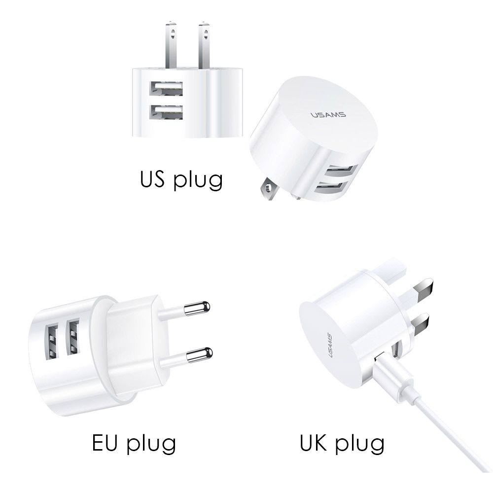 Ronde snellader voor mobiele telefoons, wandlader, dubbele usb-oplader, reislader.