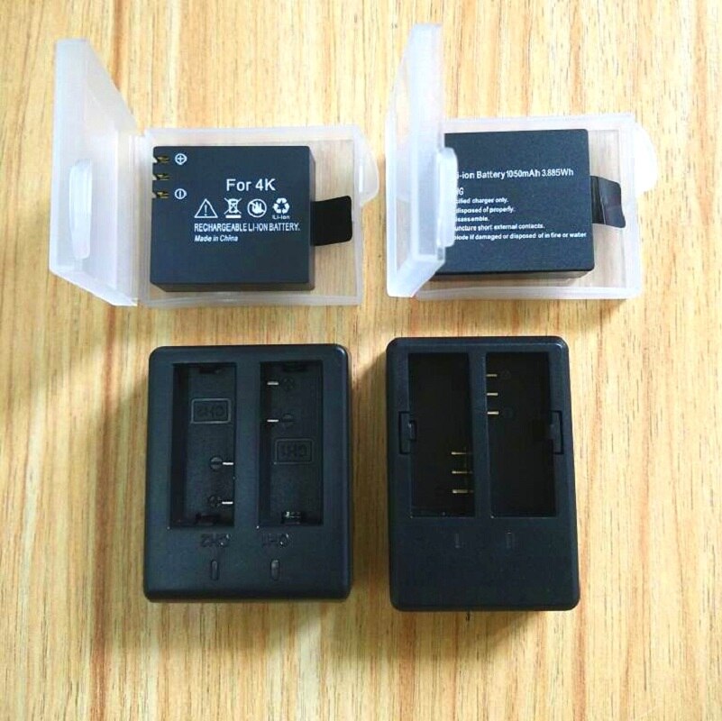Originele Accessoires 1350/1050Mah Dual Charger Li-Ion Batterij Opladen Voor C30R Sjcam SJ4000 SJ5000X H9 Akaso V50 Action camera