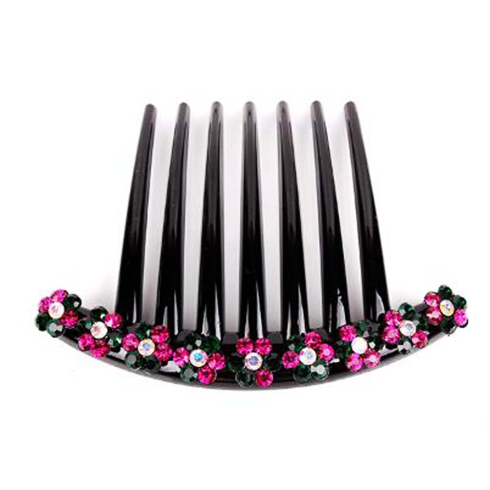 Women Rhinestone Flower 7 Teeth Hair Comb Clip Side Hair Clip Decorative For Girls Hair Styling Clip PIn Accessories: 4