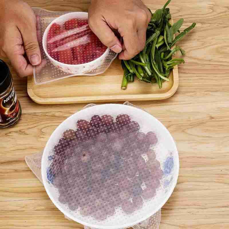1Pcs Food Grade Transparent Silicone Sealing Cap Stretchable I0S4 Heating Oven Refrigerator Microwave Cling Film Lid J4P6