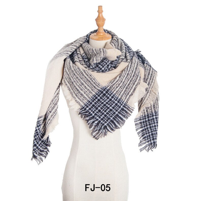 Women Winter Scarf Triangle Knitted Scarf Casual Ladies Plaid Pashmina Shawl and Wrap Female Foulard Scarves Echarpe Bufanda