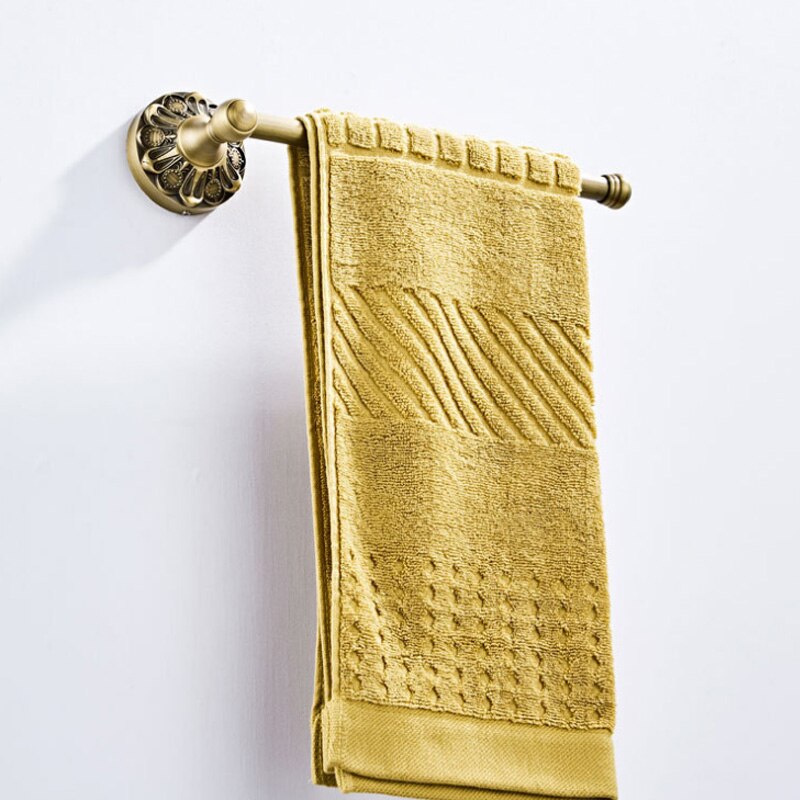 Antieke Badkamer Accessoires Set Brons Vintage Messing Föhn Houder Wc Papier Handdoekenrek Ring Zeep Mand Gewaad Haak Handvaten: Towel Ring B