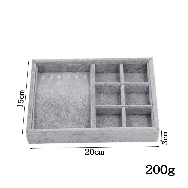 Novedad en caja de joyería DIY, organizador de almacenamiento en cajones, bandeja de almacenamiento de terciopelo suave gris, bandeja para embalaje de joyería hecha a mano DIY: necklacePlusgridtray