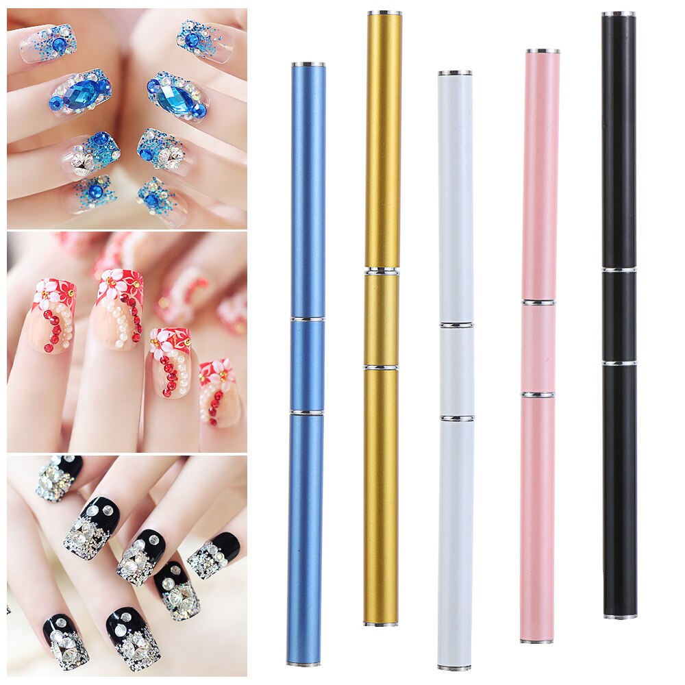 Pluma pulidora para uñas, lápiz para cera de uñas de doble punta, lápiz para cera, herramienta artística para manicura