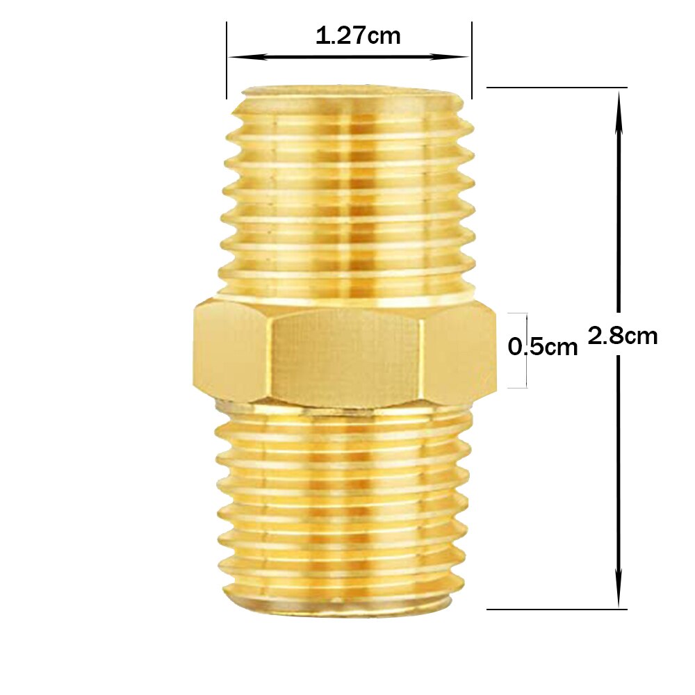 Raccord à mamelon hexagonal en laiton, lot de 5 pièces, 1/4 &quot;mâle NPT Air Fuel eau