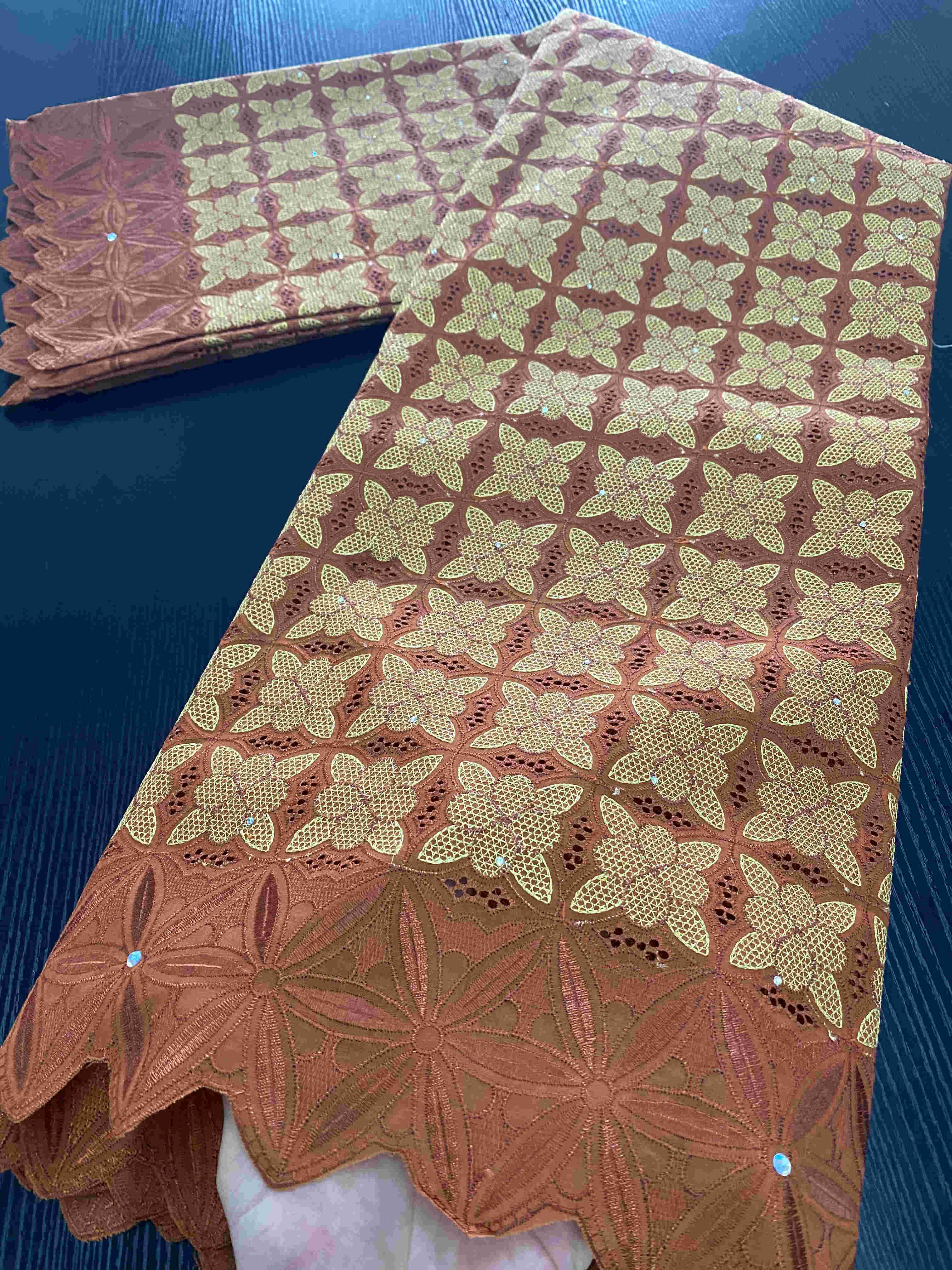 Nigerian African Dry Cotton Lace Fabrics Lace Swiss Voile Lace Punch Cotton For Wedding Dress Sewing YA3425B-3: Picture 6