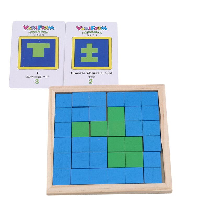 1 sæt træ sort puslespil tetris pass spil børnehave uddannelse oplysning pædagogisk legetøj 2-6 år gammel
