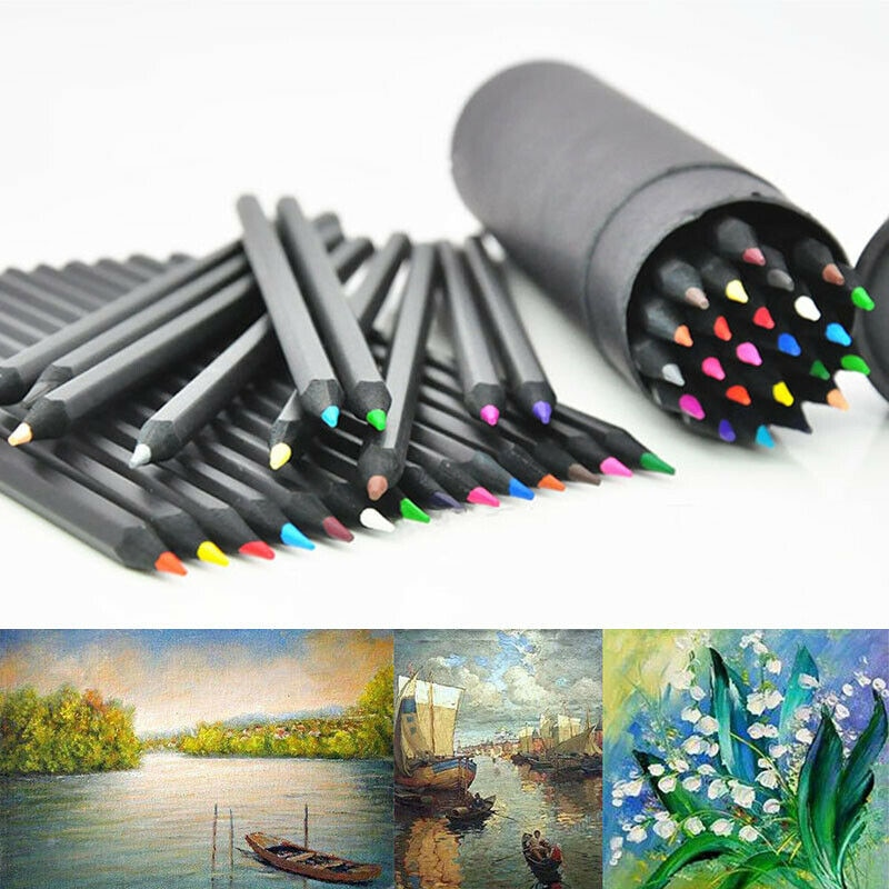 24 Colors Oil Art Pencil Sketching Drawing Adult Artist Non-toxic Colour
