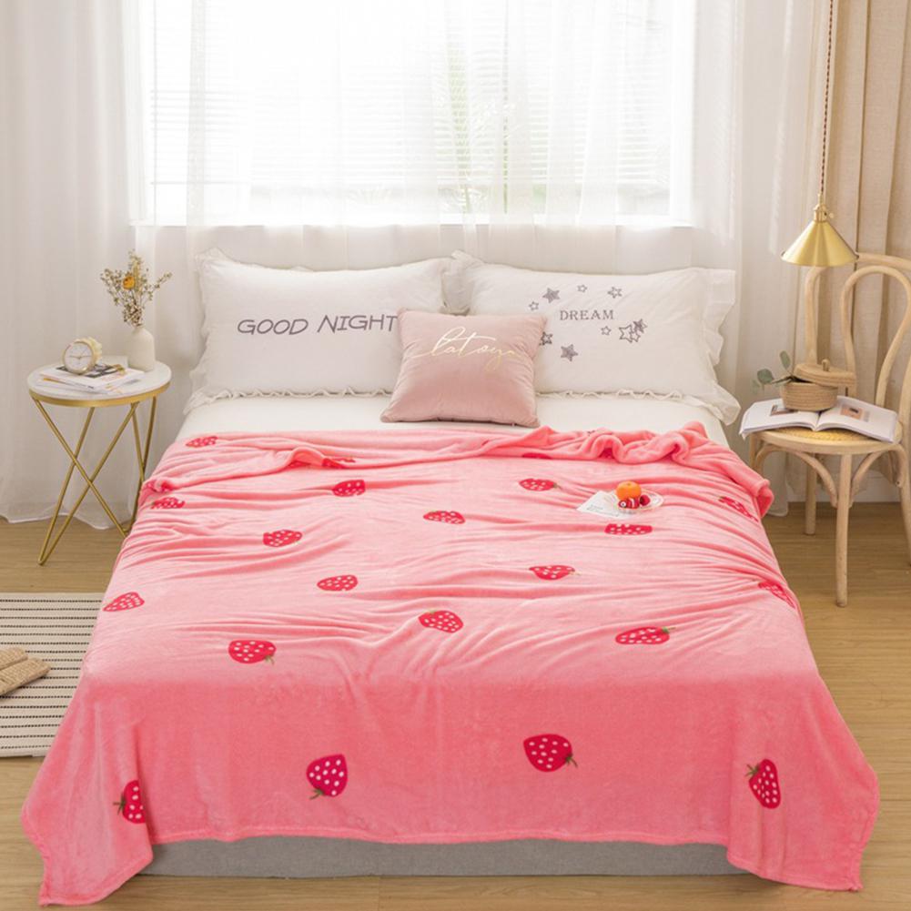 TPFOCUS Friendly Soft Blankets Bed Linen Warm Autumn Winter Printing Blanket for Home Bed Sheet Supplies: Strawberry pink / 180x200cm