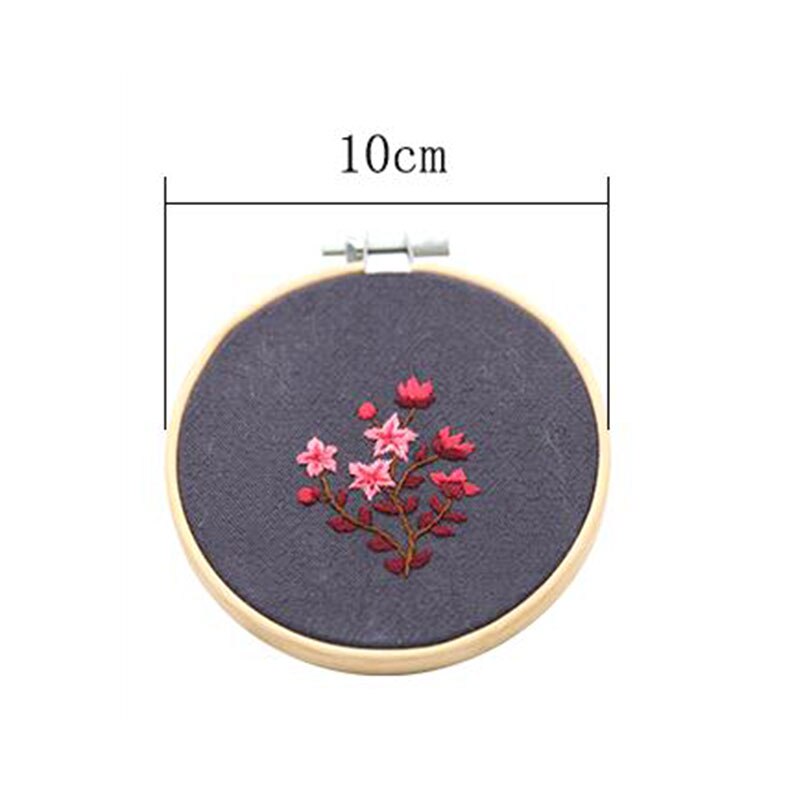 Nybegynner gjør-det-selv stemplet broderi startsett fargerike blomster planter mønster broderi stoff tråder verktøysett dekor kunstverk