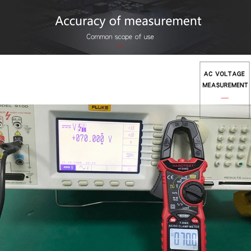 HT206 AC/DC Digital Clamp Meter Multimeter High Precision Capacitance NCV Tester H3CC