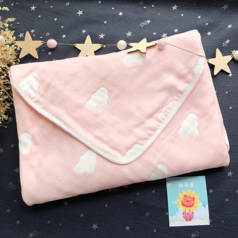 Ya zan 105 x 110 6 lager gasbind sommar täcke bomull barn filt super tjock super mjuk sovande filt sömn täcke: Rosa couds