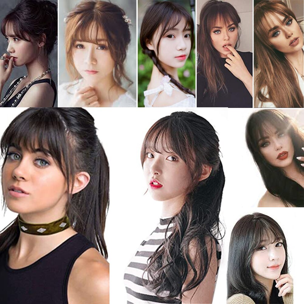 Fluffy Air Bangs Pretty Girls Hair Extension Synthetic Straight Hairpiece Clip In Front Hair Bangs Heat Resistant