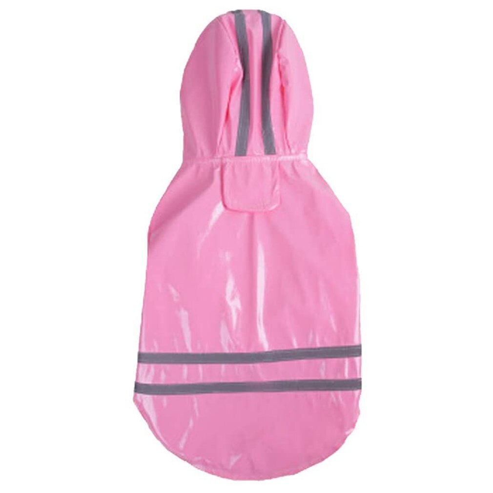 Pu Reflective Strip Pet Raincoat Outdoor Pet Rain Proof Dog Hooded Waterproof Coat Cat And Dog Clothing Pet Supplies: Pink / L