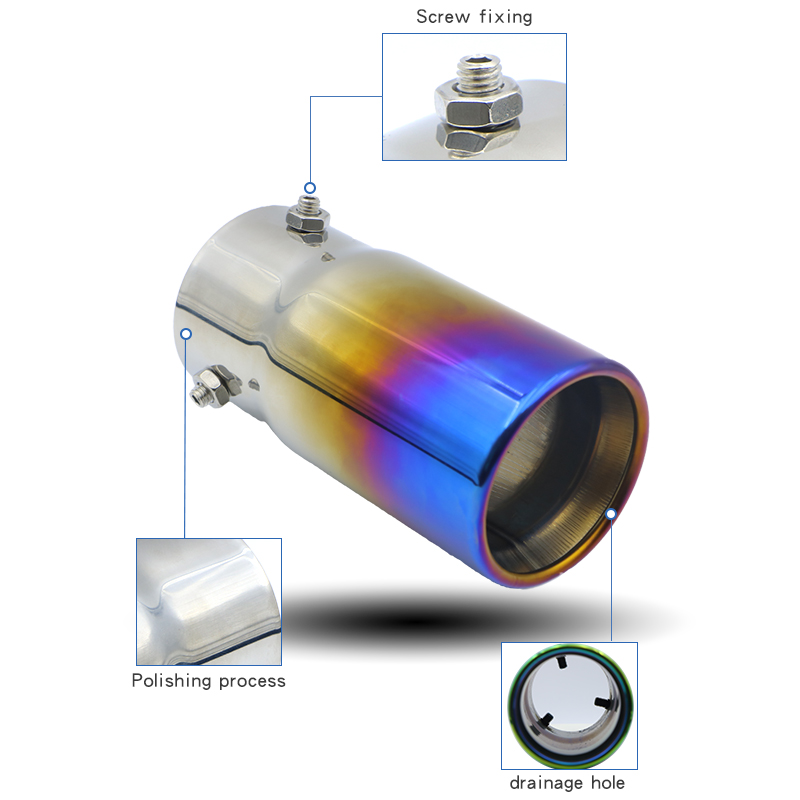 Universeel Zilver 70Mm Auto Uitlaat Demper Tip Rond Roestvrij Staal Chroom Staart Uitlaat Tip Auto Exterieur Accessoires