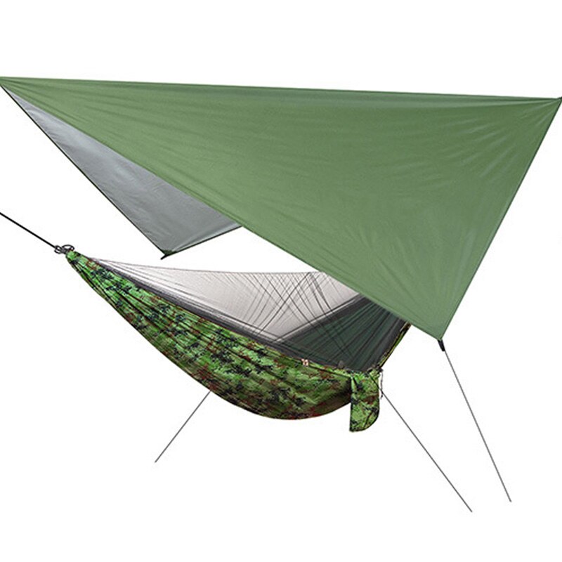 Outdoor Hängematte Zelt Mit Wasserdicht Baldachin Markise Set Automatische Schnell Öffnung Camping Hängematte mit Moskito Net Sonnenschirm OD008: Green-Camouflage