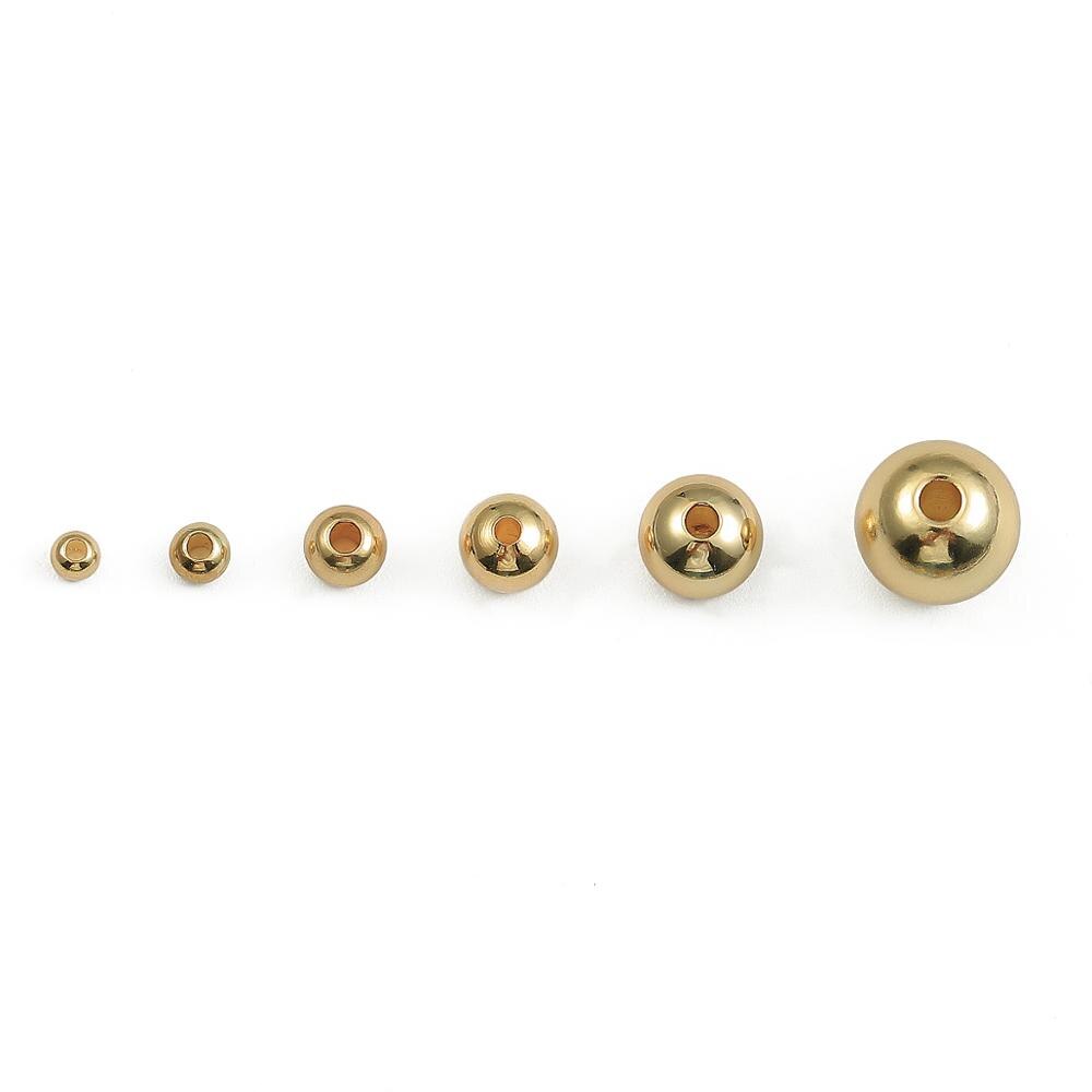 Cuentas espaciadoras redondas de cobre chapado en oro de 18k, accesorio de Metal para fabricación de joyas, 2,5/3/4/5/6/8mm: 5mm 30pcs