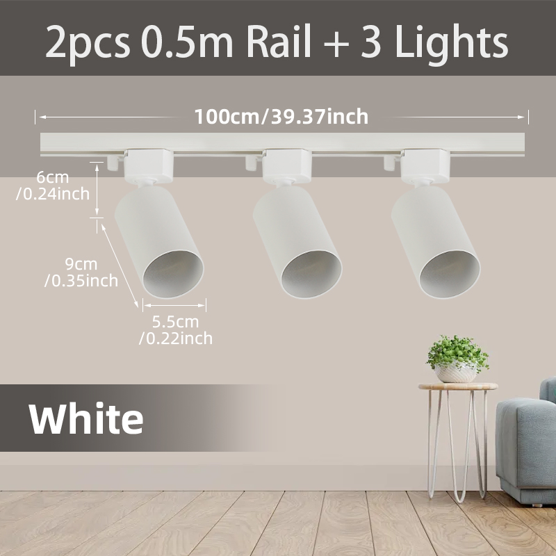 Juego completo de luces Led para riel de techo, foco de fuente de luz GU10 reemplazable para sala de estar y dormitorio, lámpara Led para riel: Amarillo claro / Negro