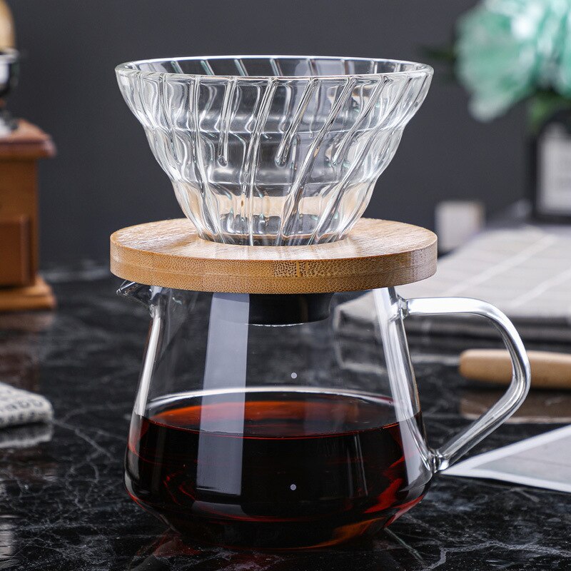 Wood Filter Glass Coffee Sharing Pot Coffee Set Coffee Pot Coffee Filter Cup Filter Paper Glass Coffee Filter