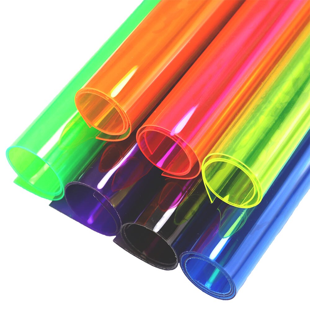 30x120CM 0,5mm neón rojo amarillo verde transparente tela de vinilo de PVC tela de vidrio suave impermeable para bolso arco DIY BH051