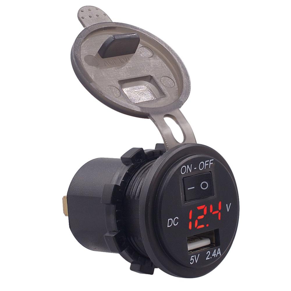 Auto Auto Digital Voltmeter 12V Wasserdicht Volt Messgerät Meter USB praktisch Ladegerät mit schalten Kontrolle