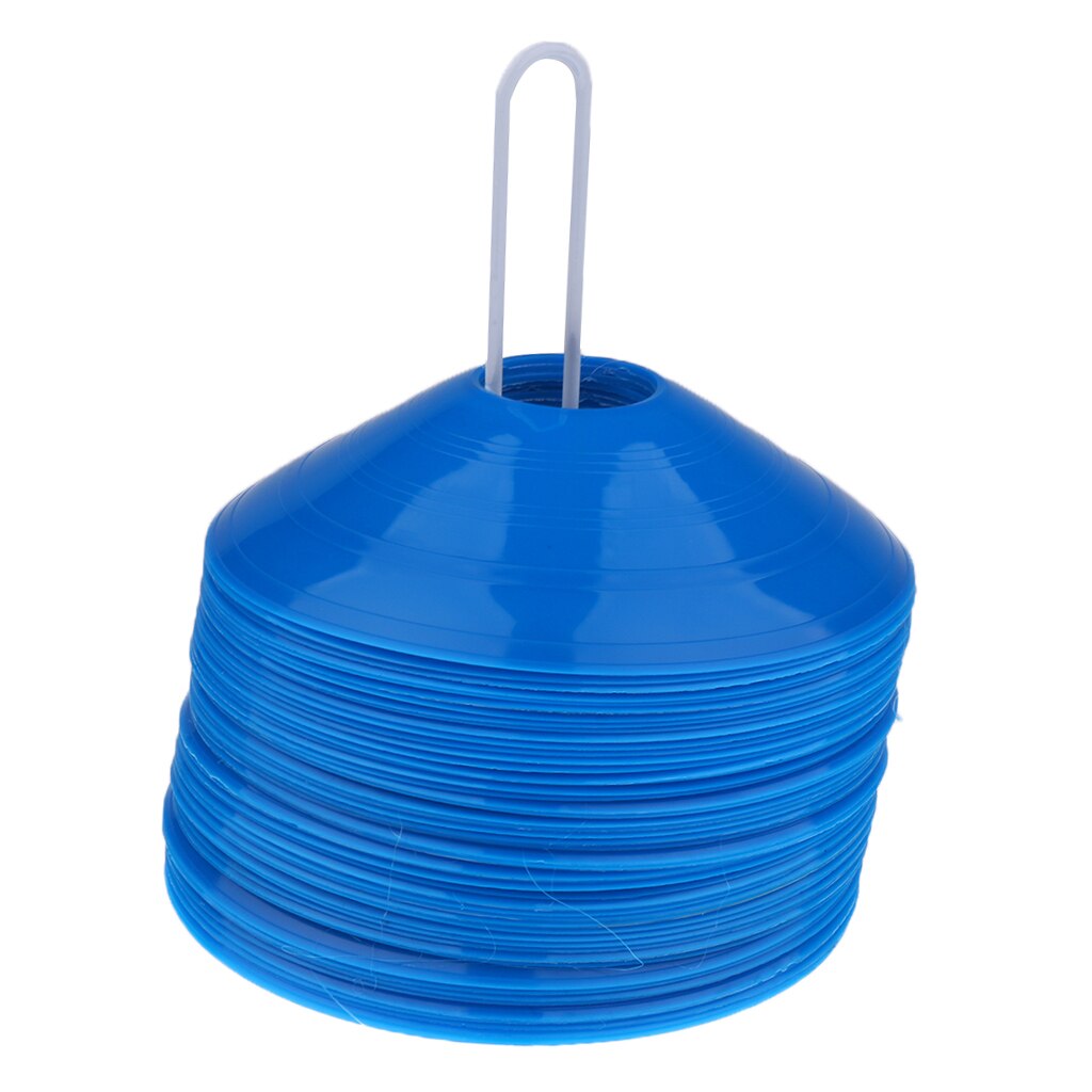 Set di coni per dischi da calcio sportivi da 50 pezzi per allenamento di calcio, pattinaggio, calcio, basket: Blue