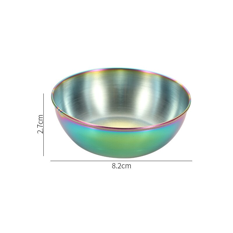 4pcs Golden Sauce Dish Appetizer Serving Tray Stainless Steel Sauce Dishes Spice Plates Kitchen Supplies Plates Spice Dish Plate: Colorful / 1 pc
