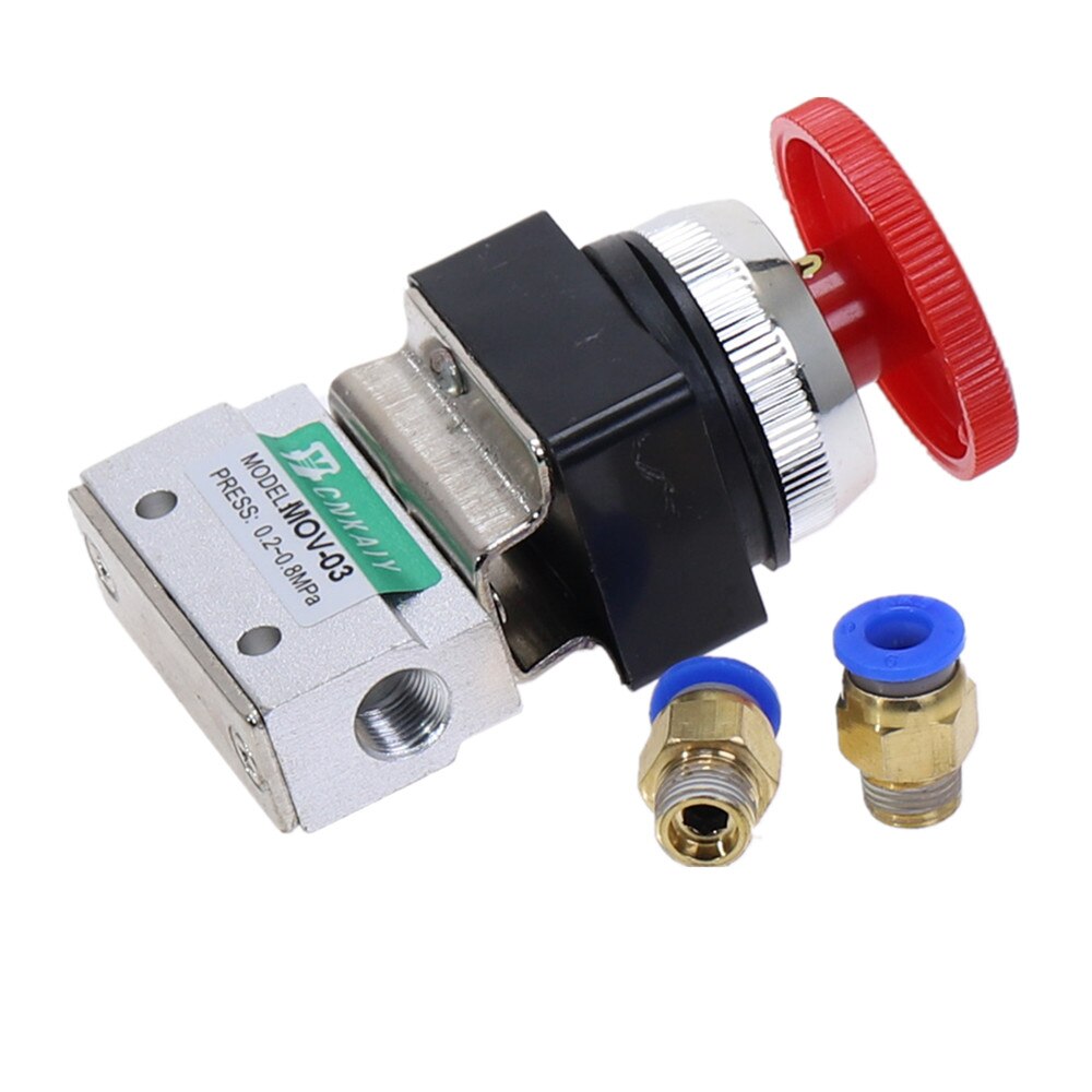 1PCS Red Mushroom Cap Emergency stop Button Self Lock 2 Position 3 Way Air Pneumatic Mechanical Valve MOV-3 1/8" Thread